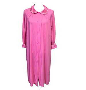 Vintage Sears Nightgown House Dress Robe size 36 Medium Pink Satin Granny Core